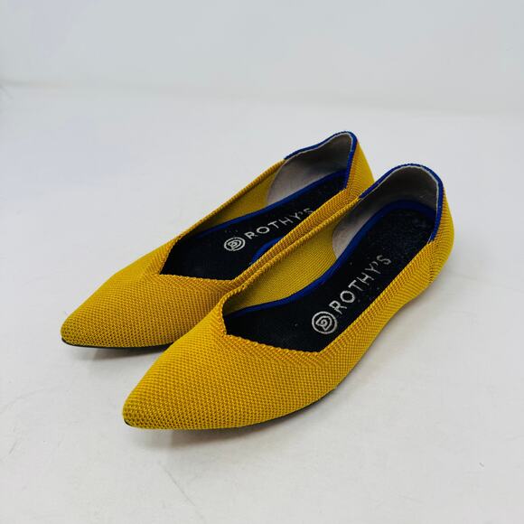 Rothy’s Point Flats Size 7 Mustard Yellow Knit Shoes Sustainable Washable - Picture 12 of 12
